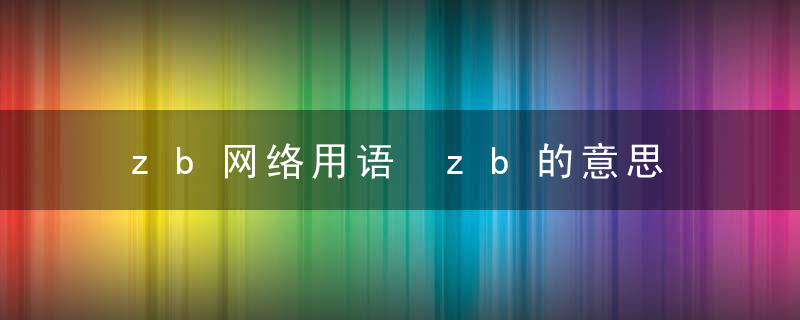 zb网络用语 zb的意思